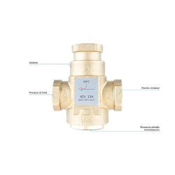 AFRISO Zawór temperaturowy ATV 334 DN25 Rp1" kvs 9 50°C 1633410